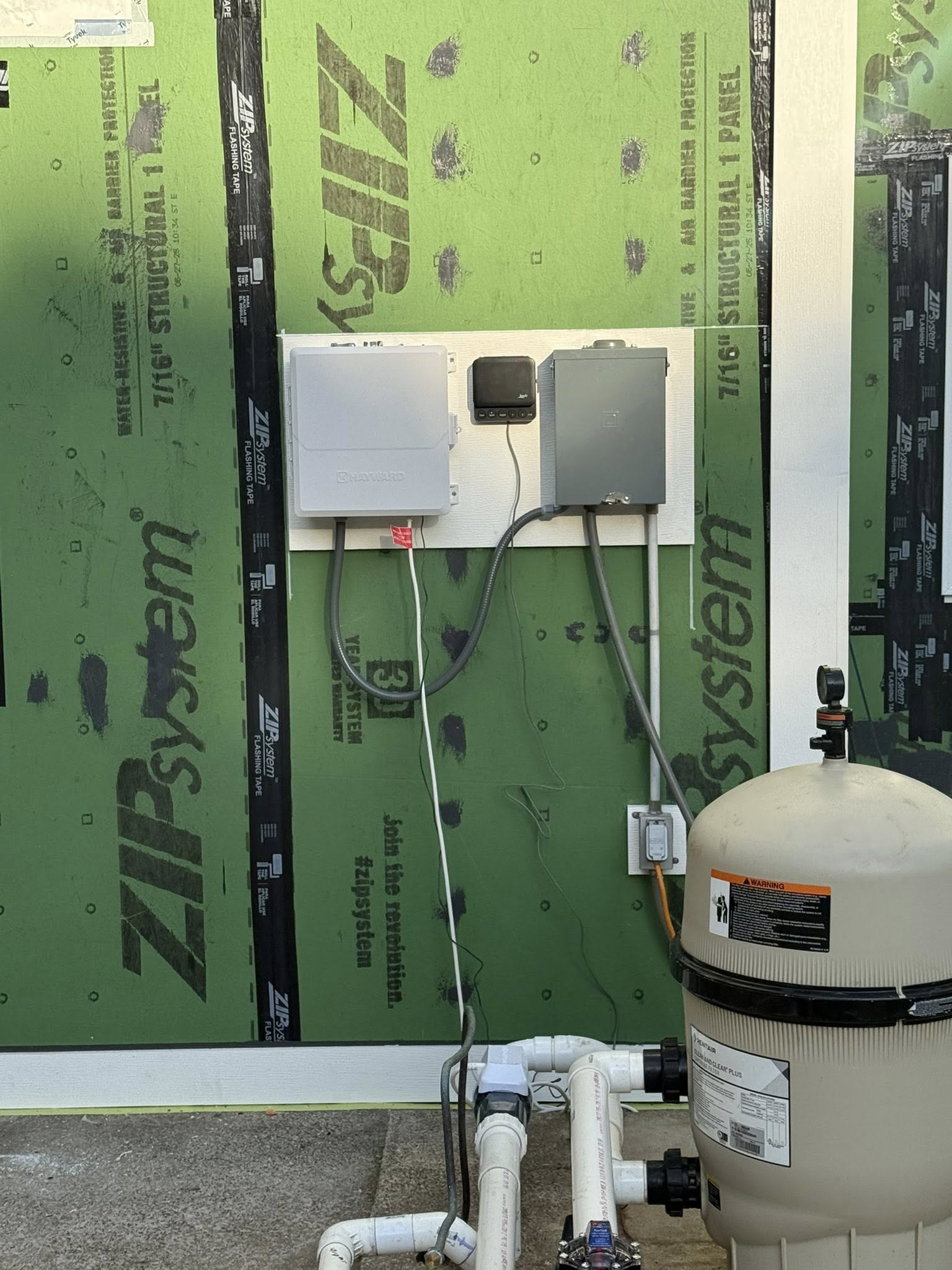 ZIP system exterior with pool equipment